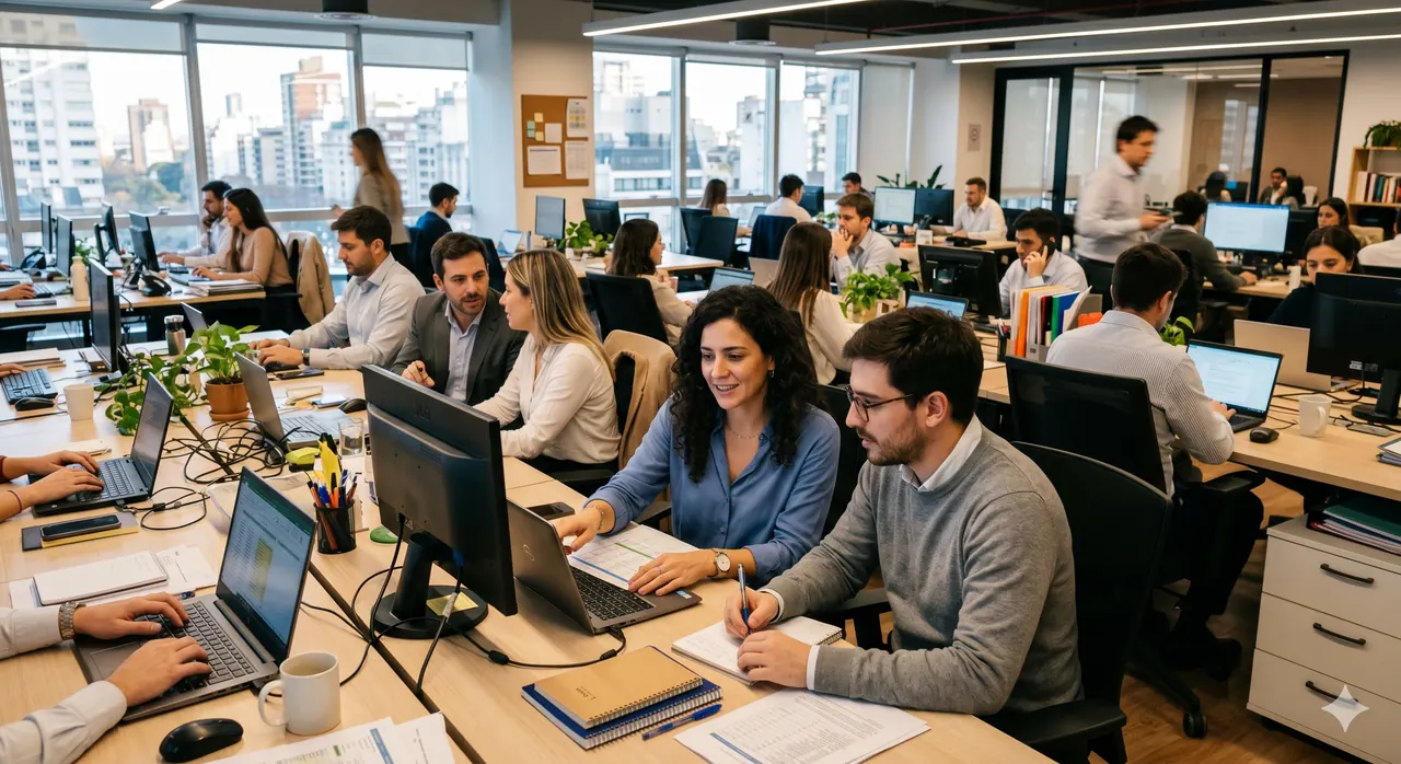 Equipo de Proventia trabajando en sus oficinas de Buenos Aires